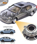 Pair Of Two Front Wheel Hub And Bearing Assemblies For Nissan Murano 09 Through 14 And Quest 11 Through 17 Featuring Five Lug Pattern Non Abs Setup Zero Drama Driving All Day Long displayed with schematic and detailed view.