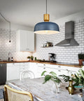 Hammered Metal Shade Pendant Lights Two Pack For Kitchen Island Modern Ceiling Hanging Fixtures With Faux Wood Iron Top