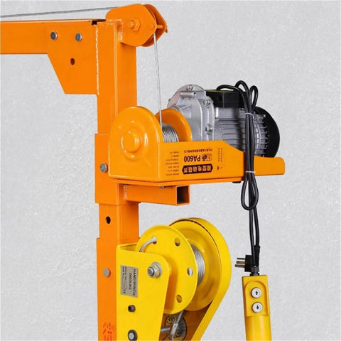 Smooth As Butter Hydraulic Engine Hoist With Foldable Boom and Gutsy Heavy Duty Swivel Casters close-up of motor and pulley system.