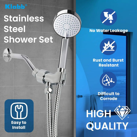 Adjustable Handheld Shower Head Holder With 79 Inch Hose Premium ABS Bracket 360 Degree Rotatable Brass Ball Joint Teflon Tape Included Easy Install Leak Free Universal Fit For Any Standard Shower Thread