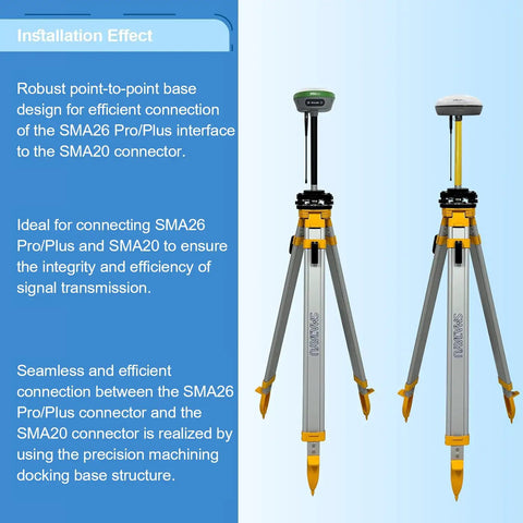 Two surveying tripods with mounted devices showcasing Tribrach With Optical Plummet And Fixed Adapter Leveling Base Five Eighths Inch Eleven Thread Mount