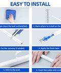 Installation steps for 128 Inch Cord Hider For One Cord Self Adhesive Cable Wire Cover On Wall White Plug And Play Easy Install