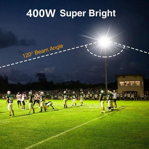 Outdoor arena lit by Beast Bright 400W Led Stadium Flood Lights For Outdoor Sports Fields And Courts, 50000 Lumen.