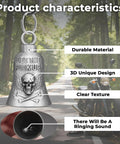 Guardian Angel Biker Bell For Riders With Gremlin Bells Hanger And 2 Key Chain Rings In Velvet Bag Ride Ready Luck Charm with skull