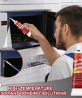 Man applying Heat Resistant High Temp Silicone Sealant for Ovens and Grills, Fast Curing Caulk for Fireplaces, 100ml Transparent.