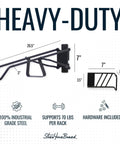 Diagram of Two Pack Wall Mount Bike Rack Set For Garage Storage Holds Two Mountain Bikes Up To 70 Lb Each No Lift Vertical Hanger