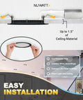 Diagram showing easy installation of 6 Pack 4 Inch Ultra Thin Black LED Recessed Lights With 5 Color Temperatures.