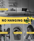 No hanging bags comparison with mildew and moisture warnings for 15 Pack Moisture Absorber And Odor Eliminator Hanging Bags For Closets And Home, Activated Charcoal And Calcium Chloride Dehumidifier, Eliminates Damp Musty Smell, Keeps Clothes Fresh, Charcoal Yellow.