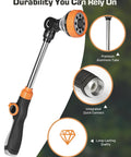 All New 2027 18 Inch Watering Wand For Garden Hose Sprayer With Eight Spray Patterns and 180 Degree Adjustable Angle Thumb Flow Control