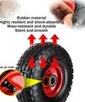 Close-up of Smooth Operator 2 Piece 8 Inch Pneumatic Caster Wheels featuring rubber tread and air inlet for durability.