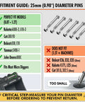 0.98 Inch Mini Excavator Bucket Pins 25mm Grade 10.9 Steel Dual Length Precision Engineering for Precise Fitment in Mini Excavator Linkage Systems for Easy Install and Maximum Durability, 25mm pins shown