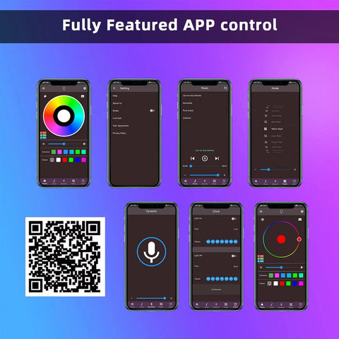App control for 100ft Outdoor LED Strip Lights Waterproof IP67 RGB Color Changing With Smart Phone Control 44 Key Remote
