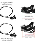 ZTZ 4-piston eBike hydraulic brake set; front 950mm and rear 1850mm hoses, pre-bled, adapters, pair of M4 calipers.
