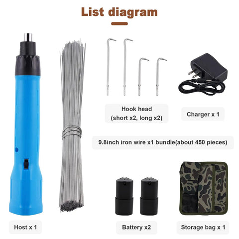 Electric Rebar Tying Machine Mini Rebar Tier Gun With 2600 mAh Battery Adjustable Torque Accessories and Storage Bag