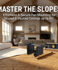 Heavy Duty Steel Ceiling Fan Mounting Bracket For Sloped And Vaulted Ceilings on wooden table with blueprint and pencil