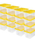 Tough As Nails 27 Gallon Plastic Storage Totes With Secure Locking Lids For Garage Organization 16 Pack stacked heavy duty bins.