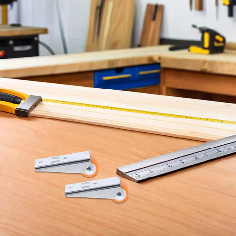 Heavy Duty 2 Pack Sliding Door Rollers For Wood Barn Tracks And Closet Cabinets With Nylon Wheels And Reinforced Steel Brackets on a wood workspace.