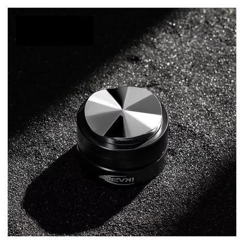 Slick Dual Bearing Espresso Distributor compatible with Breville Barista and IKAPE portafilters, 51-58 mm, polished black finish.