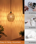 Homebody Essential Plug In Pendant Light Featuring Hand Woven Rattan And Wicker Egg Shade With 15 Ft Cord, warm glow in a cozy setting.