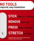 Installation steps for Medium Wire Hooks Set With 3 Hooks And 4 Strips Damage Free Wall Hangers With Adhesive Strips No Tools Needed