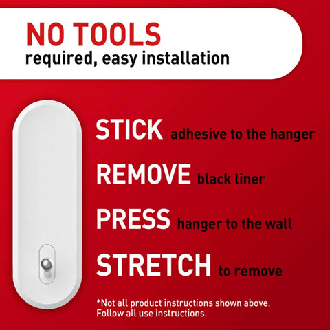 Installation steps for Medium Wire Hooks Set With 3 Hooks And 4 Strips Damage Free Wall Hangers With Adhesive Strips No Tools Needed
