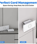 Slick Starlink Gen 3 Router Wall Mount With Clear Acrylic Enclosure, compact mount displaying before and after cable management.