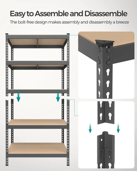 Hella Sturdy Five Tier Storage Shelves Heavy Duty Adjustable Metal Rack No Sweat Boltless Assembly Rock Solid Design Top Shelf Organization For Garages Basements Holds Thousands Of Pounds Gray And Beige