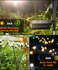Solar Powered Firefly Lights Outdoor 10 Pack Waterproof Garden Pathway Lights With Swaying Stems Warm White LEDs Dusk To Dawn