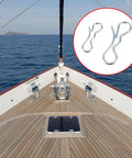 Boat deck with inset image of Stainless Steel Bow Tie Lock Cotter Pins Seven Sixteenth Inch And Five Sixteenth Inch Ten Pack Deck Clip Set For Trailers Marine Machinery And DIY Projects Rust Resistant And Durable