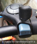 Close-up of 3x7 Mountain Bike Thumb Shifter Set With Right Trigger 7 Speed And Left Friction Thumb Lever For Triple Cranksets 1 Meter Cable Beefy Durable Build Easy Install Smooth Crisp Shifts For Offroad Rides on handlebar.