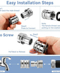 Easy installation steps for 5 Pack Stainless Steel Garden Hose Quick Connect Fittings No Fuss Quick Release Adapters One Half To Three Quarter Inch GHT Heavy Duty Water Hose Connectors For Hoses And Sprayers