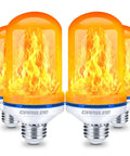 LED Flame Light Bulbs 4 Pack E26 Base Flickering Fire Effect 4 Modes Outdoor Halloween Decor and Christmas Lights