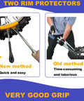 All In One Dirt Bike Tire Change Kit For 16 To 21 Inch Wheels With 15mm 17mm 20mm 25mm Axle Shafts Two 11 Inch Tire Irons A 16 Inch Tire Iron Rim Protectors And Chain Brush Emergency Response Gear showing new vs old method