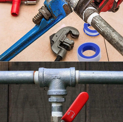 Pro Grade PTFE Plumbing Tape, Teflon Sealant Tape Half Inch By 520 Inches, 5.5 Mil Thickness, applied on metal pipe joints