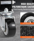 Rugged 2.5 Inch Retractable Step Down Caster Wheels Set Of 4 With 165 Lb Capacity Silent 360 Swivel Rollers, close-up view of high-quality polyurethane wheel.