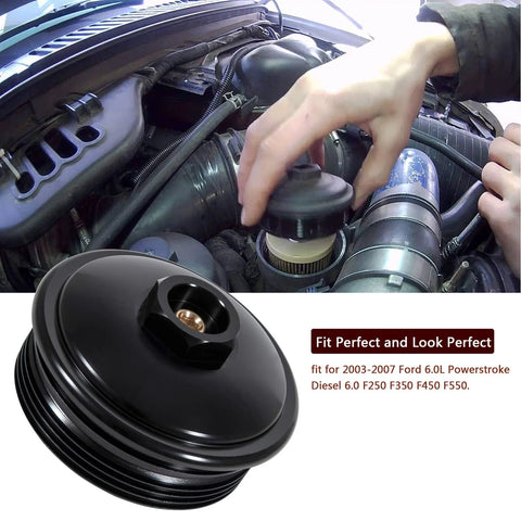 E-cowlboy fuel pressure test kit with billet aluminum cap and pressure port for Ford 2003–2007 6.0L Powerstroke.