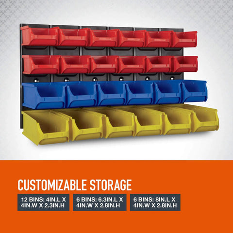 Rock Solid Metal Louvered Wall Panel Storage Rack With 24 Heavy Duty Sorting Bins And An Eighty Pound Weight Rating Crafted To Keep Your Garage Tool Setup Smooth And Hassle Free