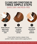 Image showing steps to use Top Tier Non Darkening Leather Conditioner And Cleaner For Kicks Couch Car Rigs Heavy Duty Polishing Solution.