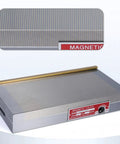 Beefy 6 By 12 Inch Rectangular Magnetic Chuck With High Density Fine Pole Design Delivers 100-120 N/cm2 Holding Power For Surface Grinders Milling Machines And EDM Workholding, shown in angled view