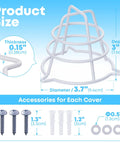 8 Count Fire Sprinkler Head Protectors Rugged Steel Cage Covers dimensions with accessories for indoor sprinklers, including screws.