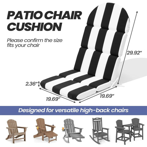 Adirondack Chair Cushions Set Of 2 50x19.6 Inch Cushions For Outdoor Patio Rocking Chairs Black White Stripe Comfy Polyester Fill Fade Resistant Water Repellent