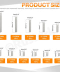 100 Pcs M6 Stainless Steel Dowel Pin Kit With 11 Sizes From M6x6mm To M6x45mm product size chart for mechanical use