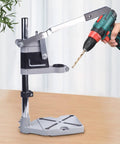 Portable Drill Press Stand For Hand Drills Adjustable Benchtop Clamp With Aluminum Base and Single Hole Precision Drill Station.