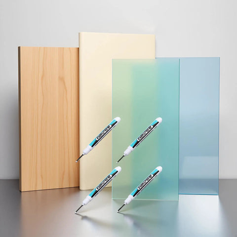 Heavy Hitter White Oil Based Permanent Markers Pro Grade Industrial Pens For Metal Glass And Hard Surfaces Fast Dry Paint Marker Set With Fine Tips For Workshop Jobs And Weekend Builds on wood and glass backgrounds.