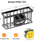 Smiley Face Sponge Holder With Two Suction Cups And One Adhesive Strip A 3 In 1 Sink Organizer For Sponge Soap Dish Brush Scrubber And More Black Durable Anti Slip Design For Everyday Use; dimensions and structure illustration
