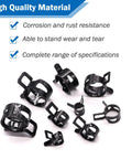 80-piece black spring-band hose clamp set, assorted sizes 7-18 mm