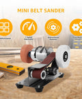 Grab And Go Multifunction Belt Sander With 7 Speed Settings Low Noise Portable Belt Grinder displayed on a workbench