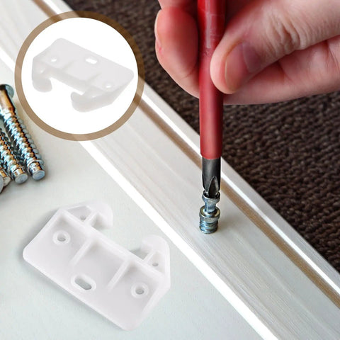 12 Pack Plastic Drawer Slides for Furniture Replacement Rails being installed with screwdriver on wood surface
