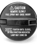 Gas Cap Replacement For 1989 Through 2004 Toyota Camry Corolla 4Runner RAV4 Avalon Tacoma Tundra Sequoia Sienna Solara T100 Tercel Lexus ES300 GS300 GS400 LS400 And More Models 77310 48020 Fuel Tank Cap, close-up view showing caution instructions.