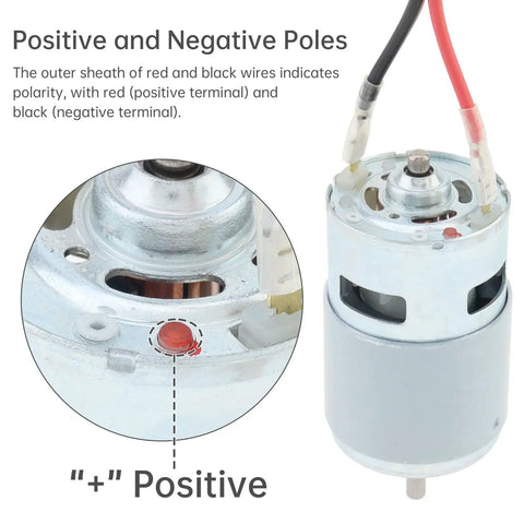 High Speed 24V CNC Spindle Motor Kit With ER11 Collets, showing positive and negative polarity, 20000 RPM DC motor details